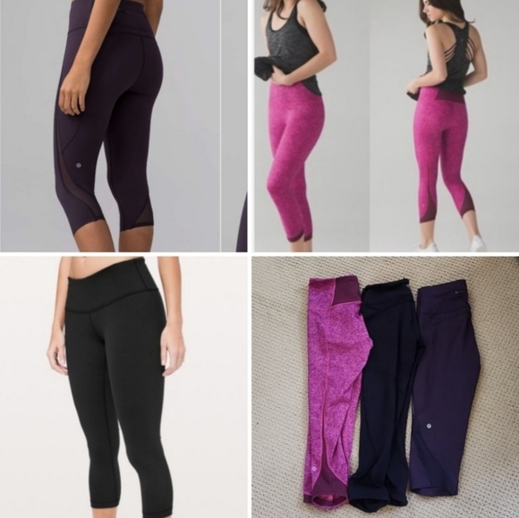 Bundle Lululemon Transcend Crop Leggings,  Pace Perfect Crop, LR black leggings - Picture 1 of 10